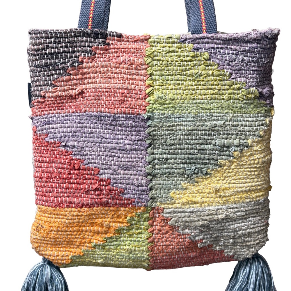 Vintage Catori Geometric Patchwork Boho Tote - image 4